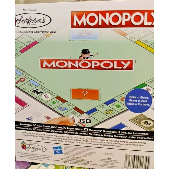 Hasbro Monopoly complete Colorforms game  age 8+,  2-4 Players NIB - Picture 3 of 4
